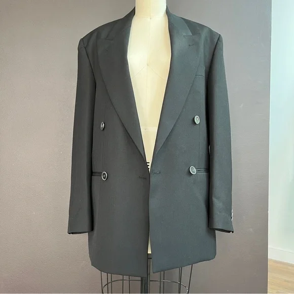 ACNE STUDIOS Signature Double Breasted Oversized Blazer Black